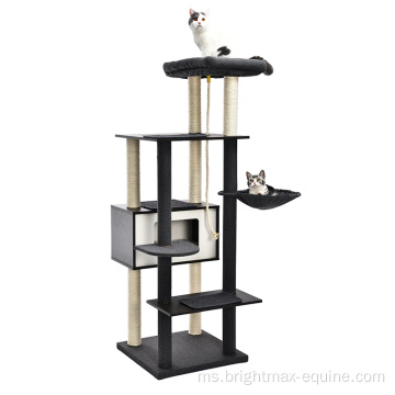 Menara kucing kayu besar moden dengan catatan menggaru